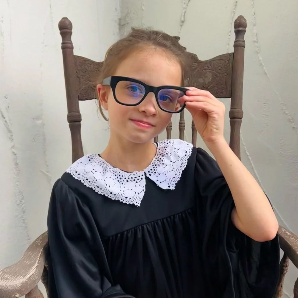 Classic Black Dress Costume with White Lace Collar - Kids Halloween